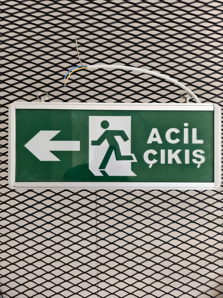 Çift Taraflı LED Işıklı Acil Çıkış Levhası - Alüminyum Kasa Exit Tabelası