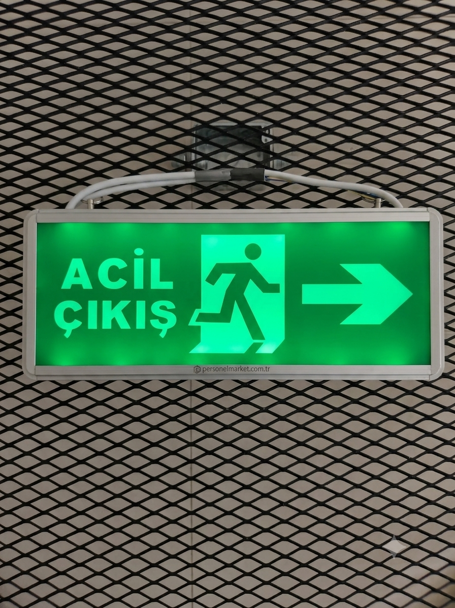 Çift Taraflı LED Işıklı Acil Çıkış Levhası - Alüminyum Kasa Exit Tabelası