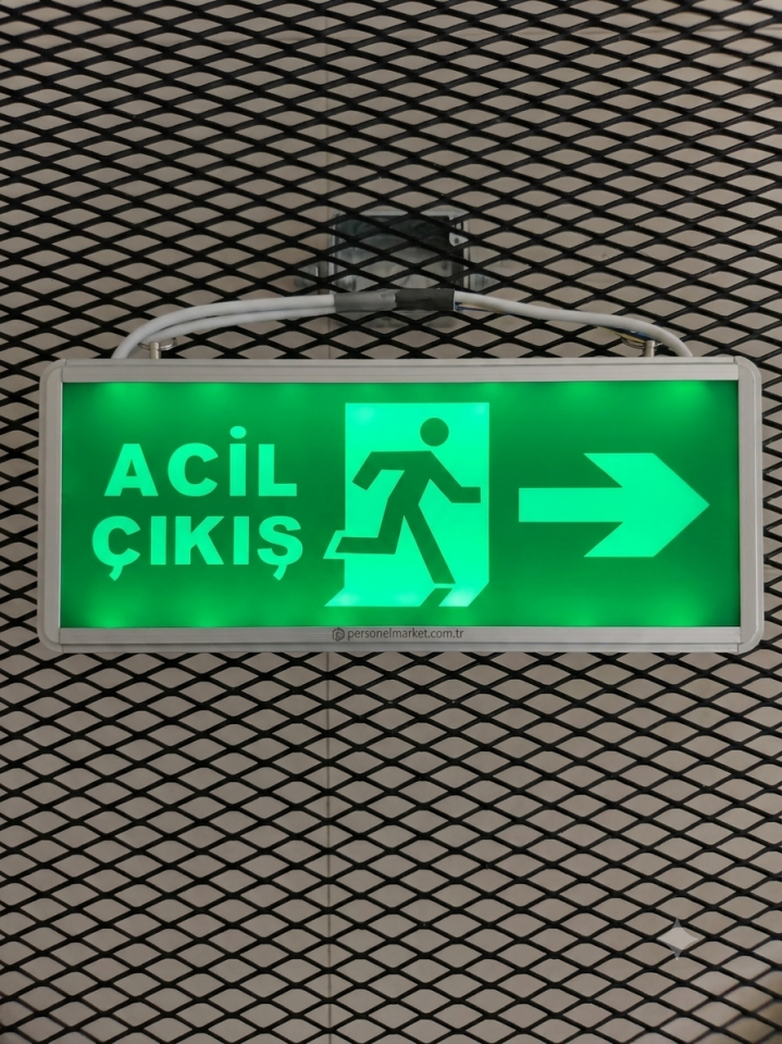 Çift Taraflı LED Işıklı Acil Çıkış Levhası - Alüminyum Kasa Exit Tabelası