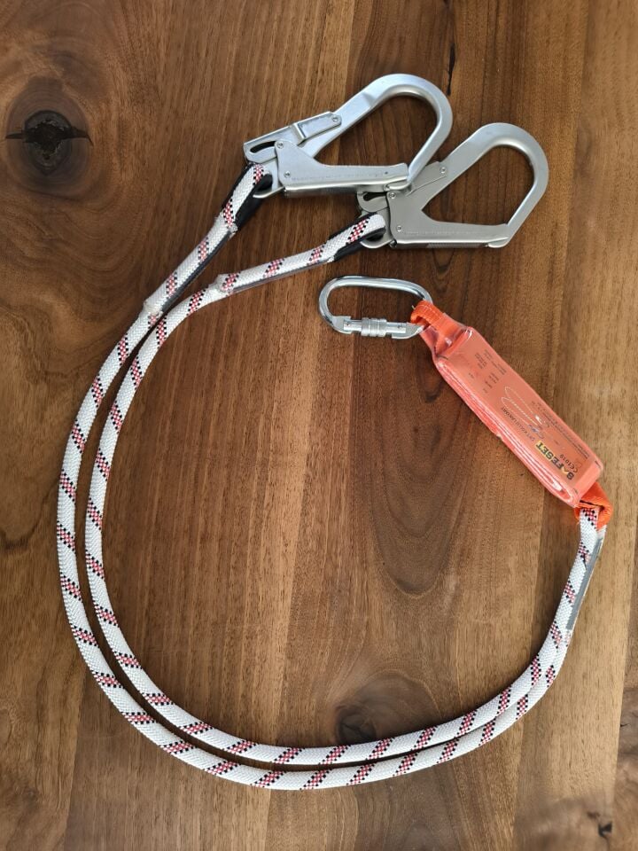 Çift Kollu Şok Emicili Lanyard - Çift Kancalı Düşüş Durdurucu Yaşam Halatı