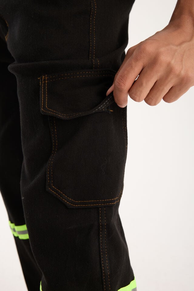 Likralı Kot Kaynakçı İş Pantolonu – Reflektörlü Esnek Denim Kaynak Pantolonu