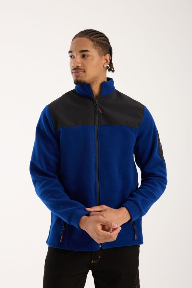 Omuz Detaylı Softshell Takviyeli Polar Ceket - Saks Mavi / Siyah