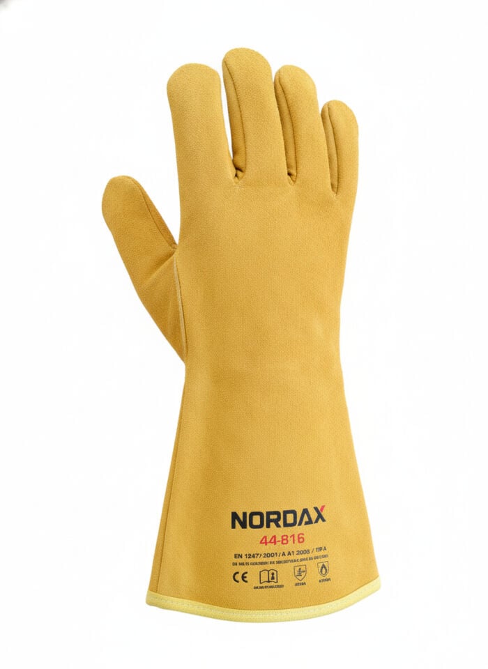 Nordax 44-816 Isıya ve Isıl Risklerle Mekanik Risklere Dayanıklı Deri Kaynakçı Eldiveni (EN 12477 Tip A)