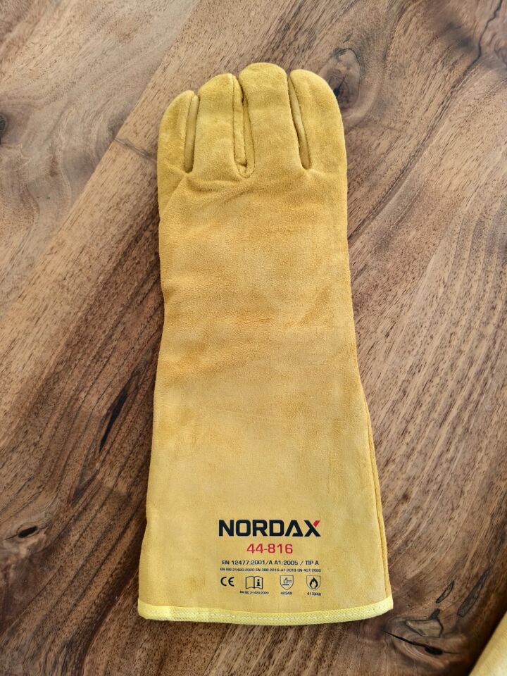 Nordax 44-816 Isıya ve Isıl Risklerle Mekanik Risklere Dayanıklı Deri Kaynakçı Eldiveni (EN 12477 Tip A)