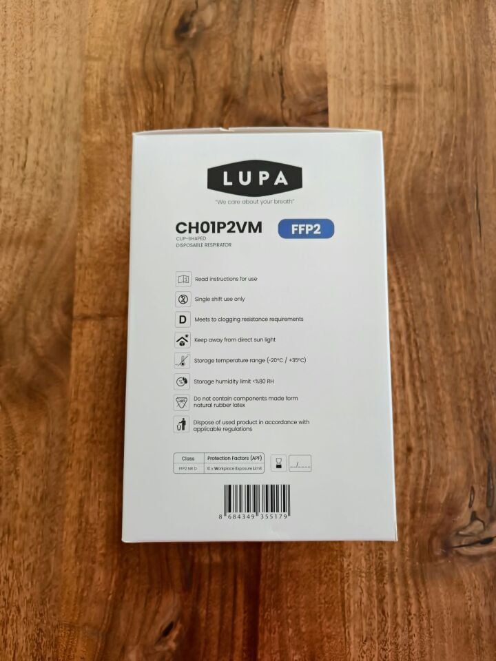 Lupa CH01P2VM FFP2 NR D Ventilli Konik Tipi Toz Maskesi (10'lu Paket)