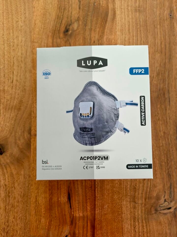 Lupa ACPO1P2VM Aktif Karbonlu FFP2 NR D Ventilli Solunum Maskesi (10 lu Paket)